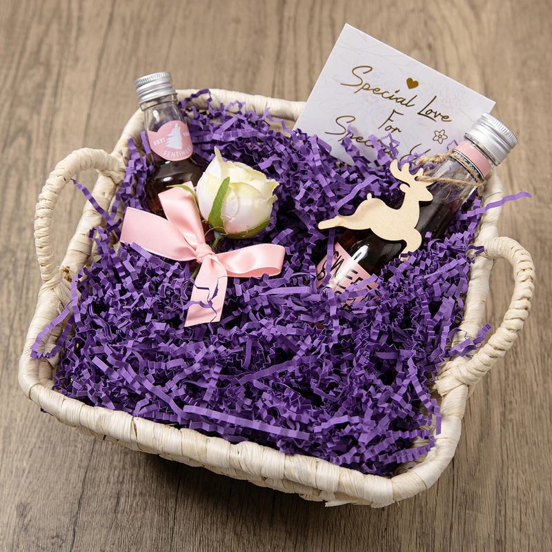 Mefleet 1/2 LB Crinkle Cut Paper Shred Filler 8 oz Purple Crinkle Shredded Paper for Gift Box - Gift Basket Bag Filler - Grass Cushion Stuffing for Easter, Mother's day, Holiday Packaging Wrapping - Image 2